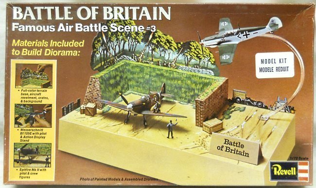 Revell 1/72 Battle of Britain Famous Air Battle Scene #3 Complete Diorama with Bf-109E and Spitfire, H663 plastic model kit